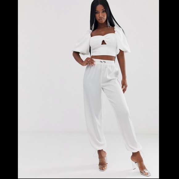 ⭐️NEW⭐️ASOS Silky White Jogger Pant Size 8 NWT - Picture 12 of 12
